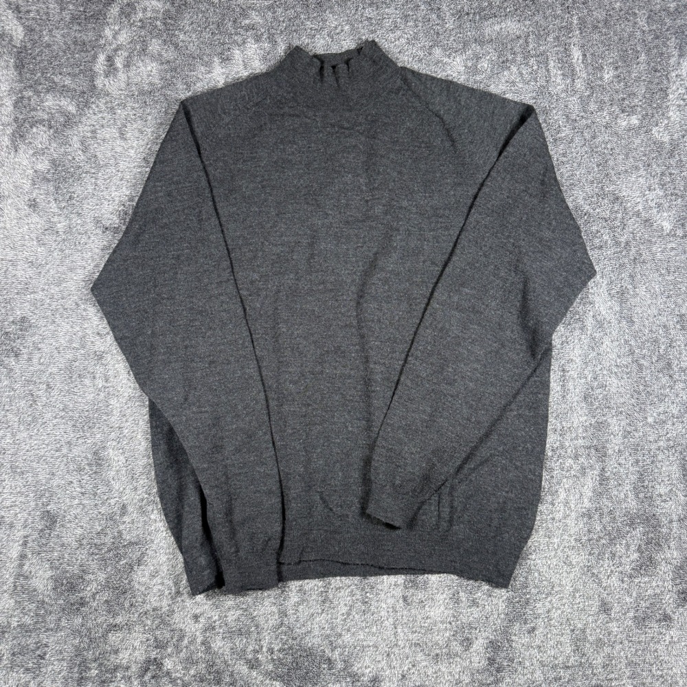 Brooks Brothers Merino Wool Stretch Mock Neck Sweater Charcoal Grey Mens Medium